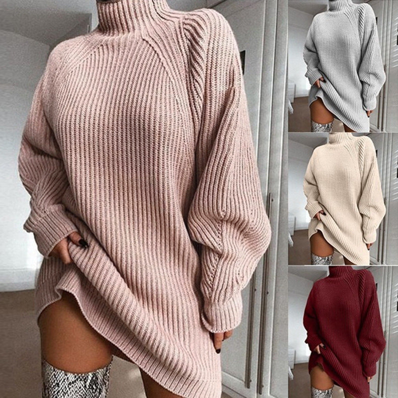 Élise | Robe-Pull Longue Col Roulé pour un Hiver Confortable et Stylé