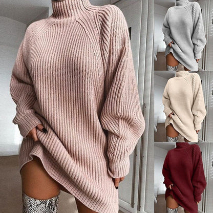 Élise | Robe-Pull Longue Col Roulé pour un Hiver Confortable et Stylé
