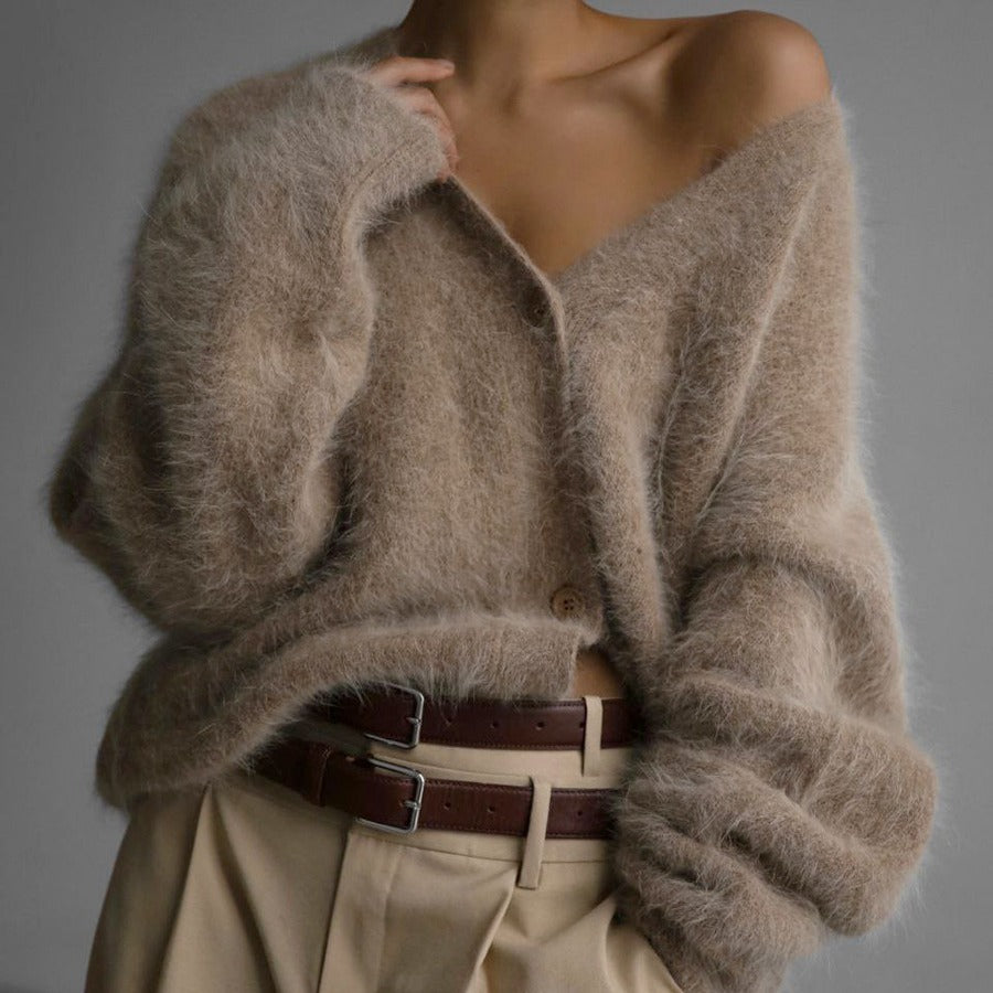 Élina | Cardigan V-Long pour une Élégance Décontractée Automne-Hiver