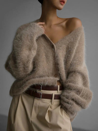 Élina | Cardigan V-Long pour une Élégance Décontractée Automne-Hiver