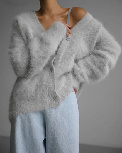 Élina | Cardigan V-Long pour une Élégance Décontractée Automne-Hiver